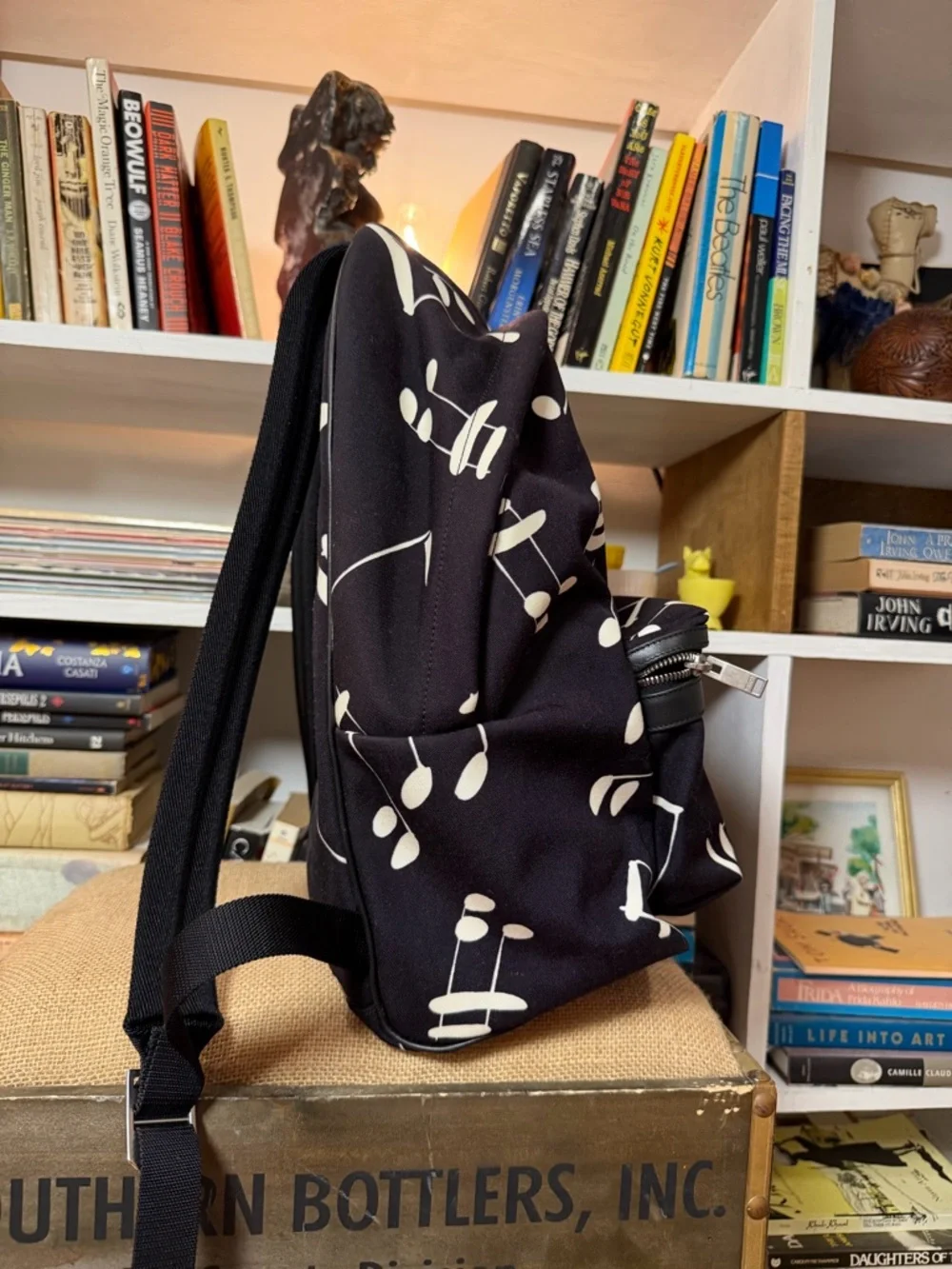 Saint Laurent Black Musical Note Canvas Backpack - Picture 10 of 10
